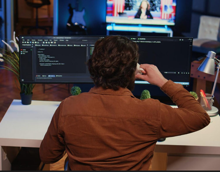 Pessoa trabalhando em espaço colaborativo